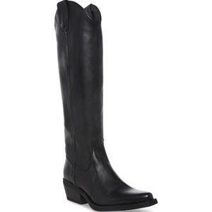 Steve Madden Heard Black Leather Western Boot